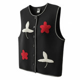 VINTAGE Ali Miles Petites Felted Vest Black PL Women's Petite Large