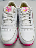 Reebok Classic Running Sneaker White & Pink with Pink Flowers Girls 3