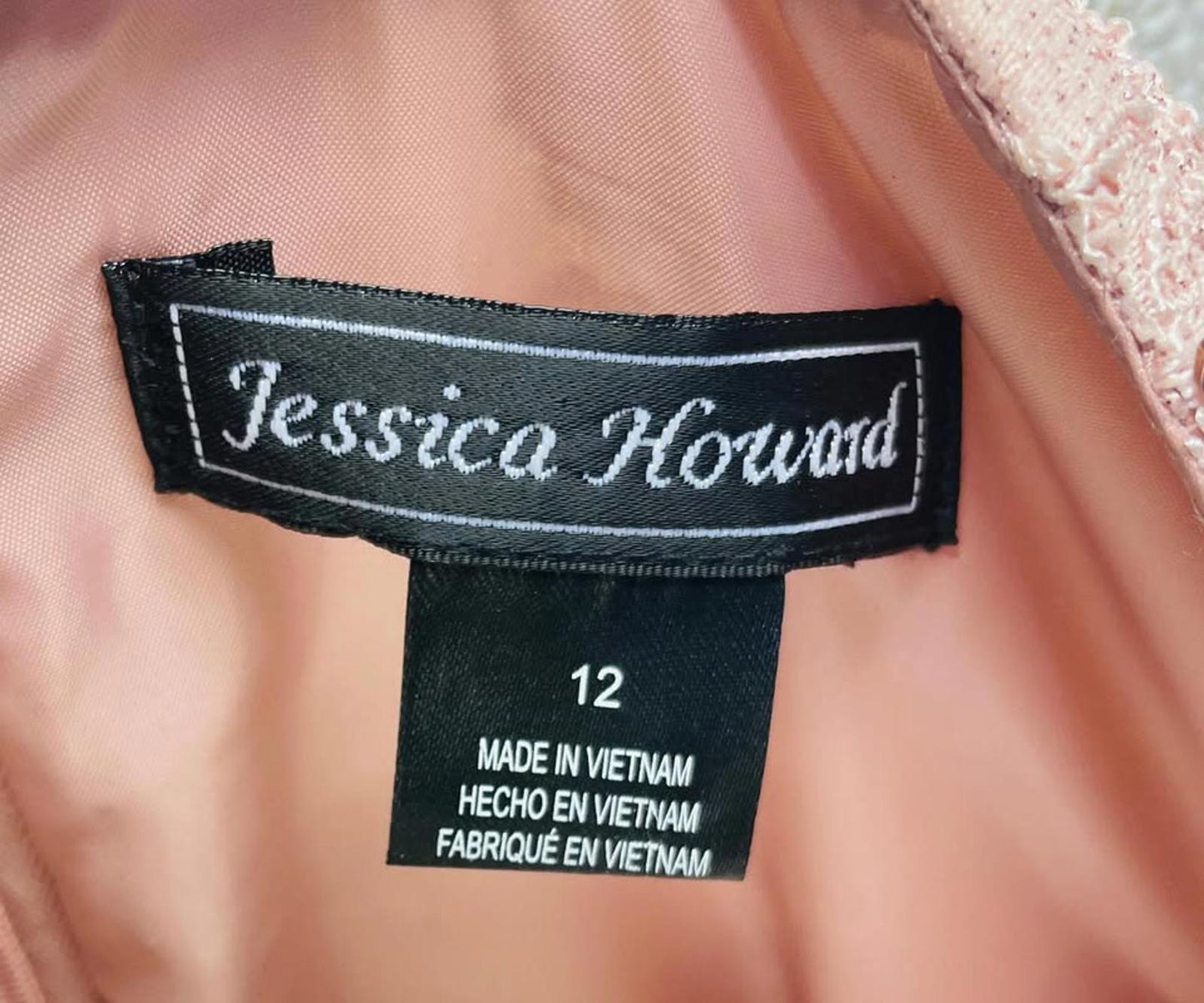 EUC Jessica Howard Dress Formal MOB Prom Rose Gold/Blush Pink Ladies 12