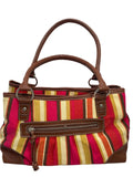 Merona Purse Multi Color Pink Gold Tan Shoulder Straps 3 Large Pockets