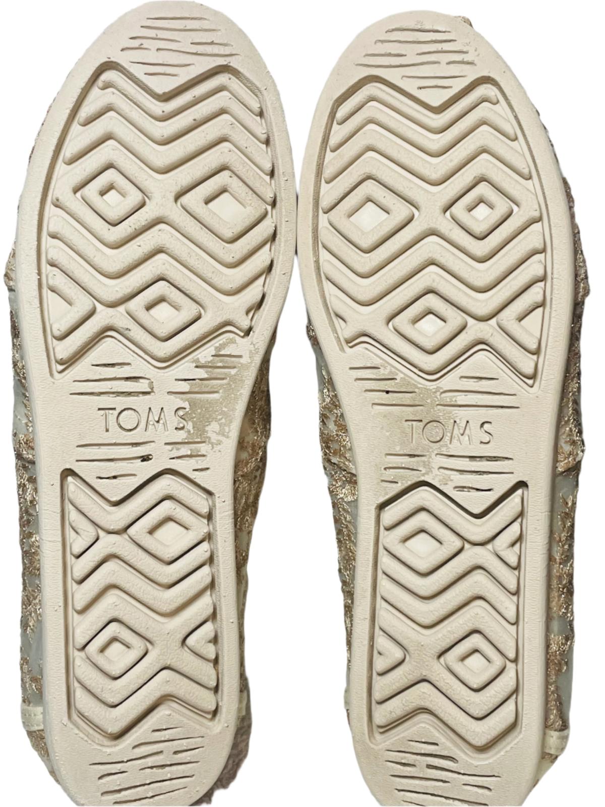 EUC Toms Slip Ons Wedding Lace Ivory Cream Womens US 7.5 Freshy Laundered