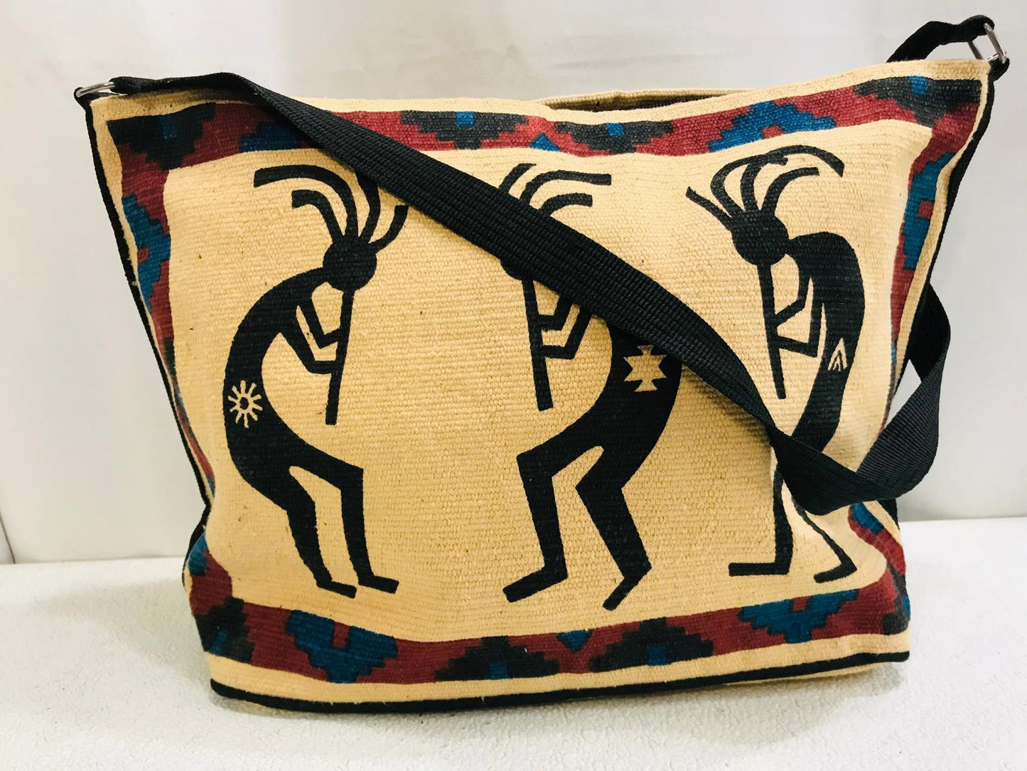 AUTHENTIC Southwestern Kokopelli Tote Bag Woven 17" x 12"