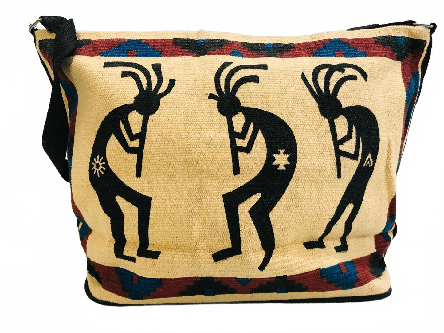 Vintage Style Woven Shoulder Bag with Tribal Kokopelli Design