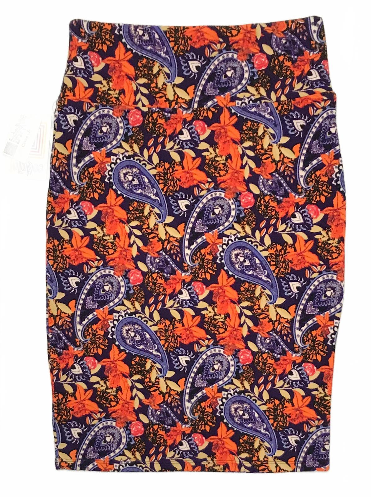 NEW Lularoe Blue and Orange Floral Skirt Ladies S