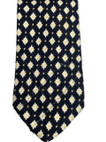 Vintage Mens Neck Tie Brooks Brothers Black with White Flowers 100% Silk