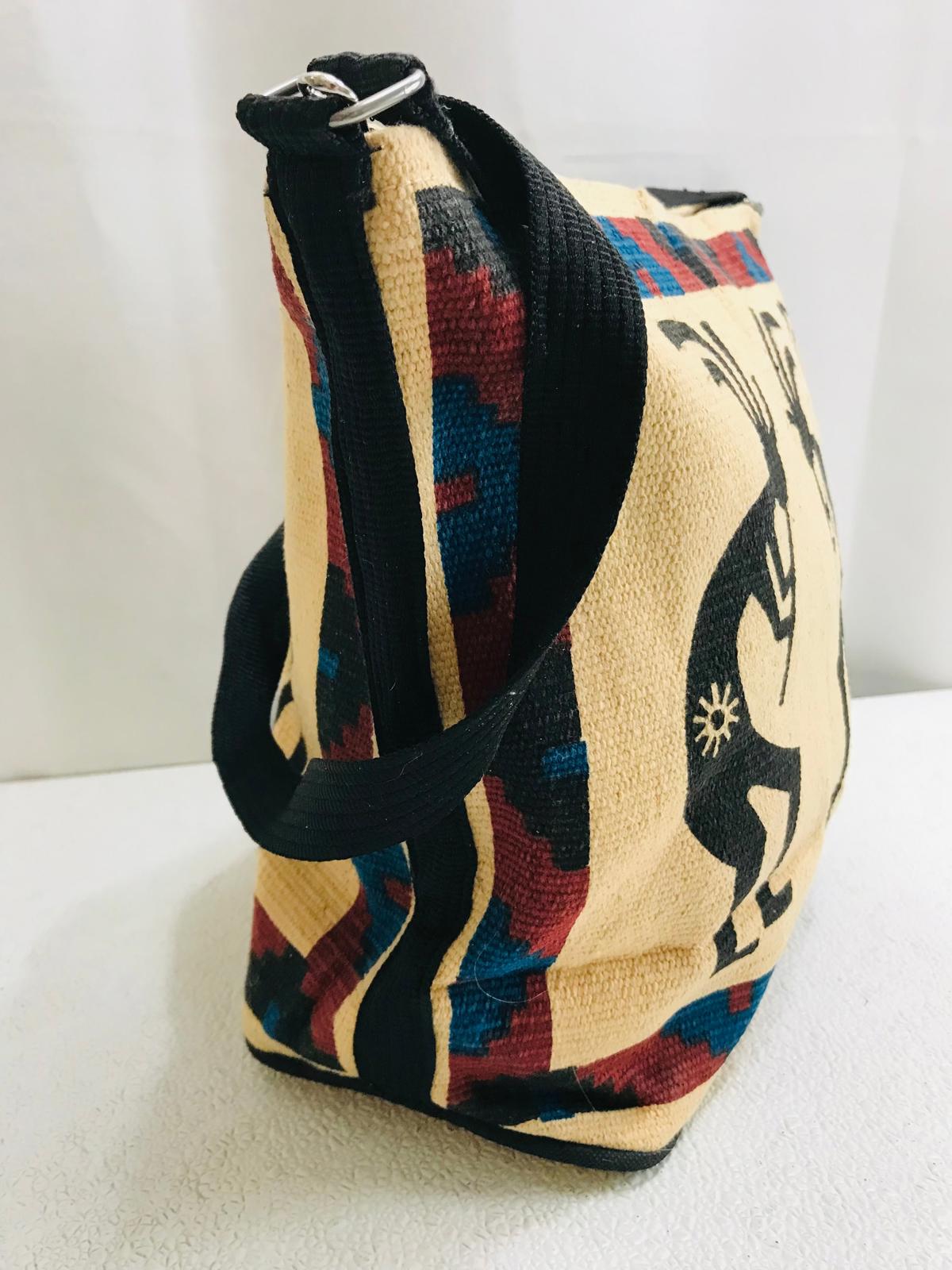 AUTHENTIC Southwestern Kokopelli Tote Bag Woven 17" x 12"