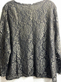 Chicos 3 Shirt Long Sleeve Black Mesh with Gold Embroidered Design Women's XL