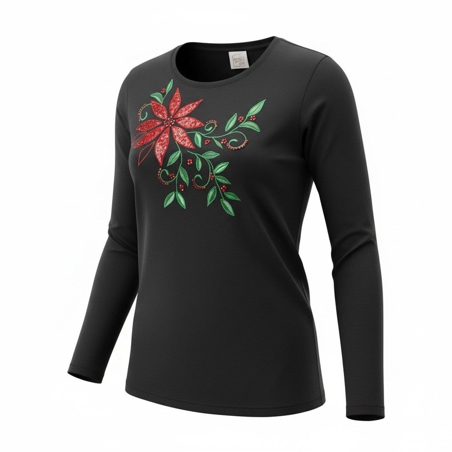 VINTAGE Peanut Butter & Jelly Shirt Christmas Poinsettia Black Women's Small