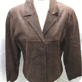 Wilsons Leather Suede Brown Button Down Coat Jacket Ladies M