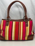 Merona Purse Multi Color Pink Gold Tan Shoulder Straps 3 Large Pockets