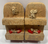 Vintage Japanese Geta Wooden Sandals with Red Fabric Straps  Child Size 6"