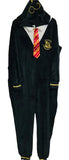Harry Potter Hogwarts COSTUME Cozy Fuzzy Hooded One Piece Sleeper Pajamas or Costume! Adult XL FRESHLY LAUNDERED TOO!