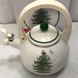 NIB Spode Christmas Tree Whistling Tea Kettle DAMAGED BOX