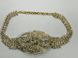 Indian Bollywood Jewelry Upper Arm Bracelet Gold Tone with clear crystals 10"