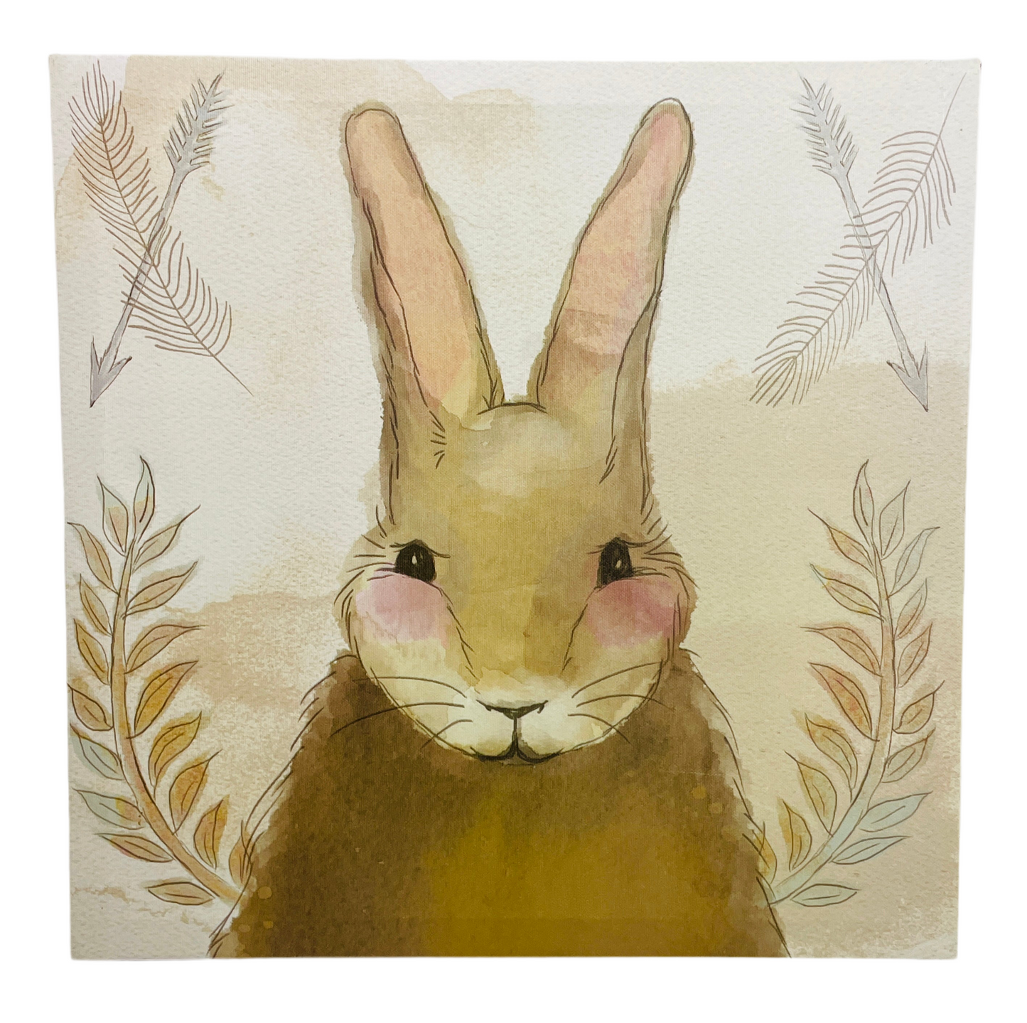 Wall Art Soft Brown Bunny Print on Canvas 15" x 15"