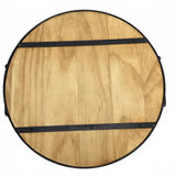 Handmade Handpainted Graphic Round Tray Wooden with Metal Handles Butterflies