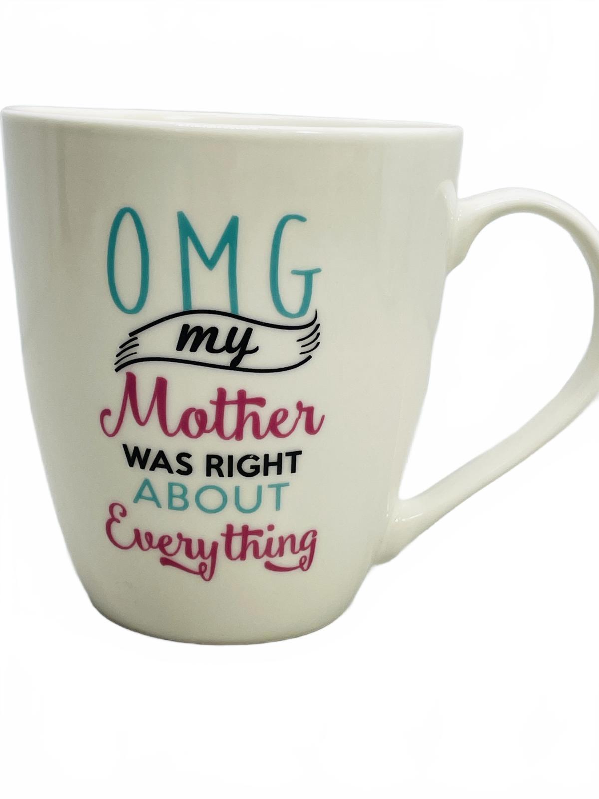 Pfaltzgraff  Graphic Coffee Mug Everyday OMG My Mother... White Porcelain