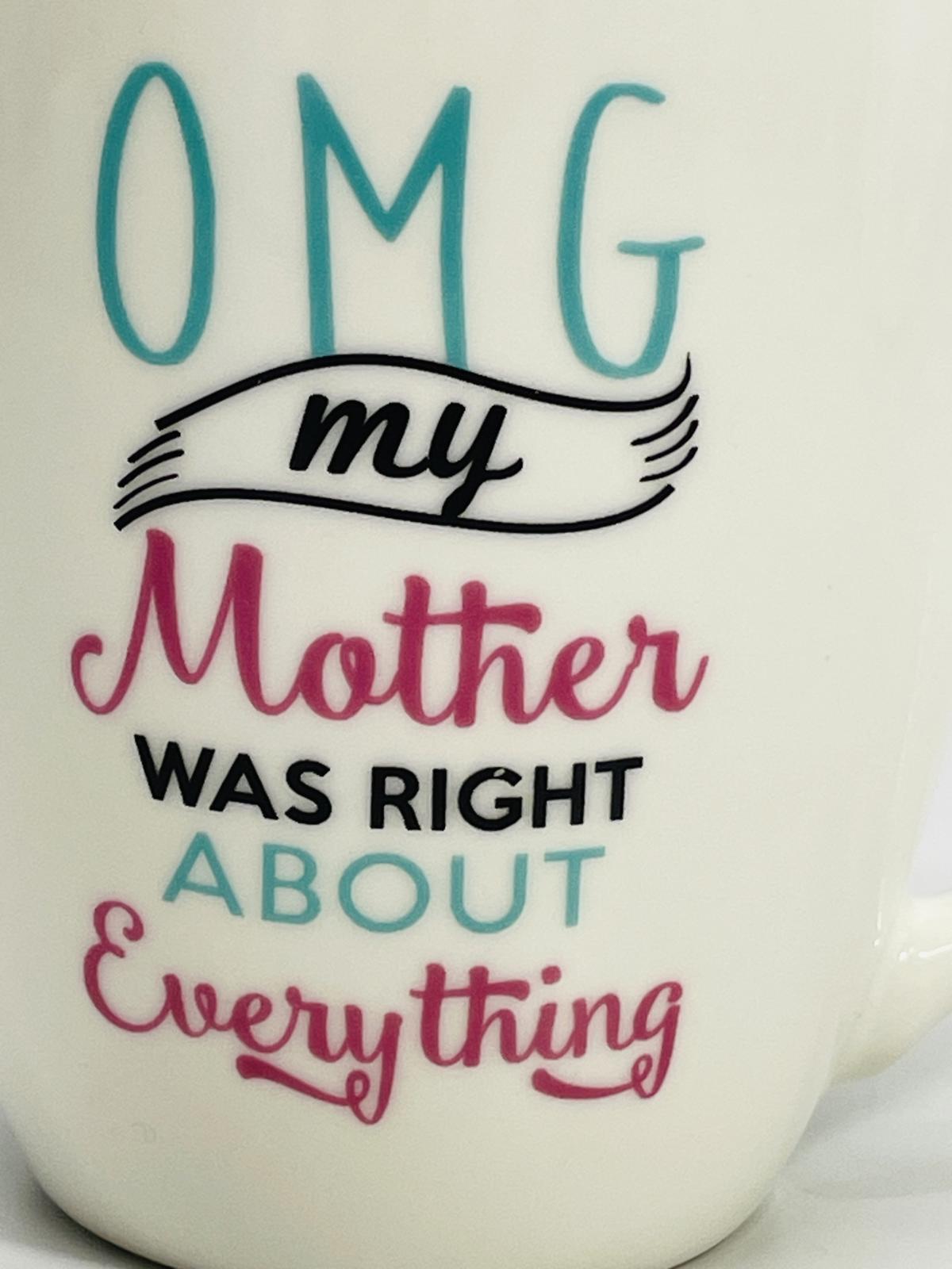 Pfaltzgraff  Graphic Coffee Mug Everyday OMG My Mother... White Porcelain