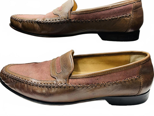 Giorgio Brutini Men's Brown Leather and Fabric Loafers Mens 9