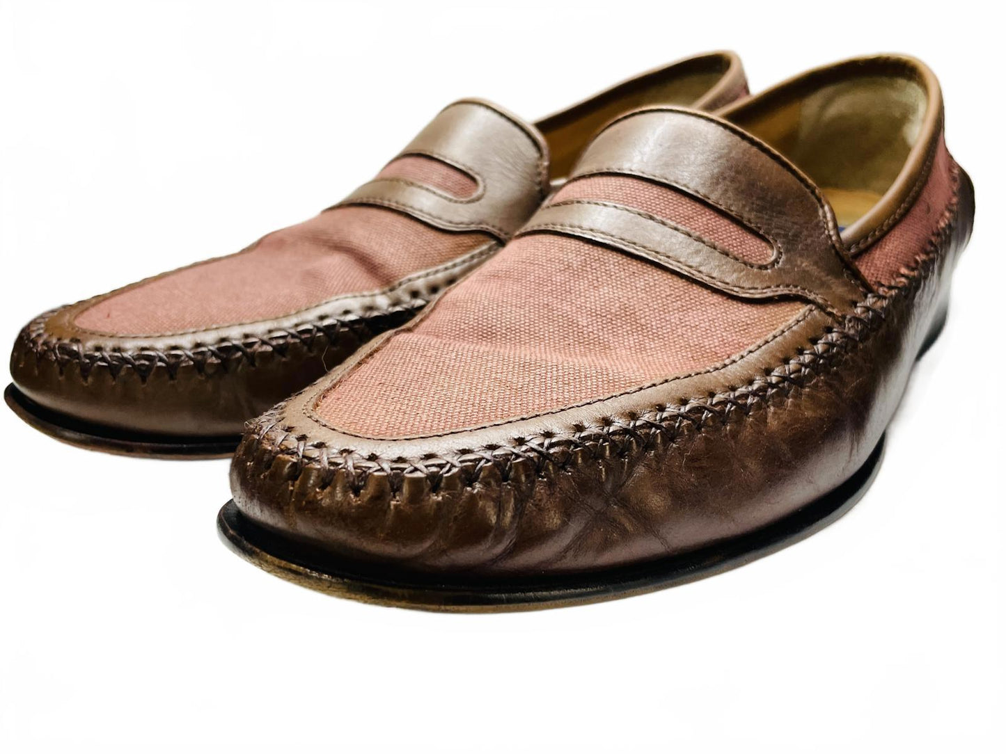 Giorgio Brutini Men's Brown Leather and Fabric Loafers Mens 9