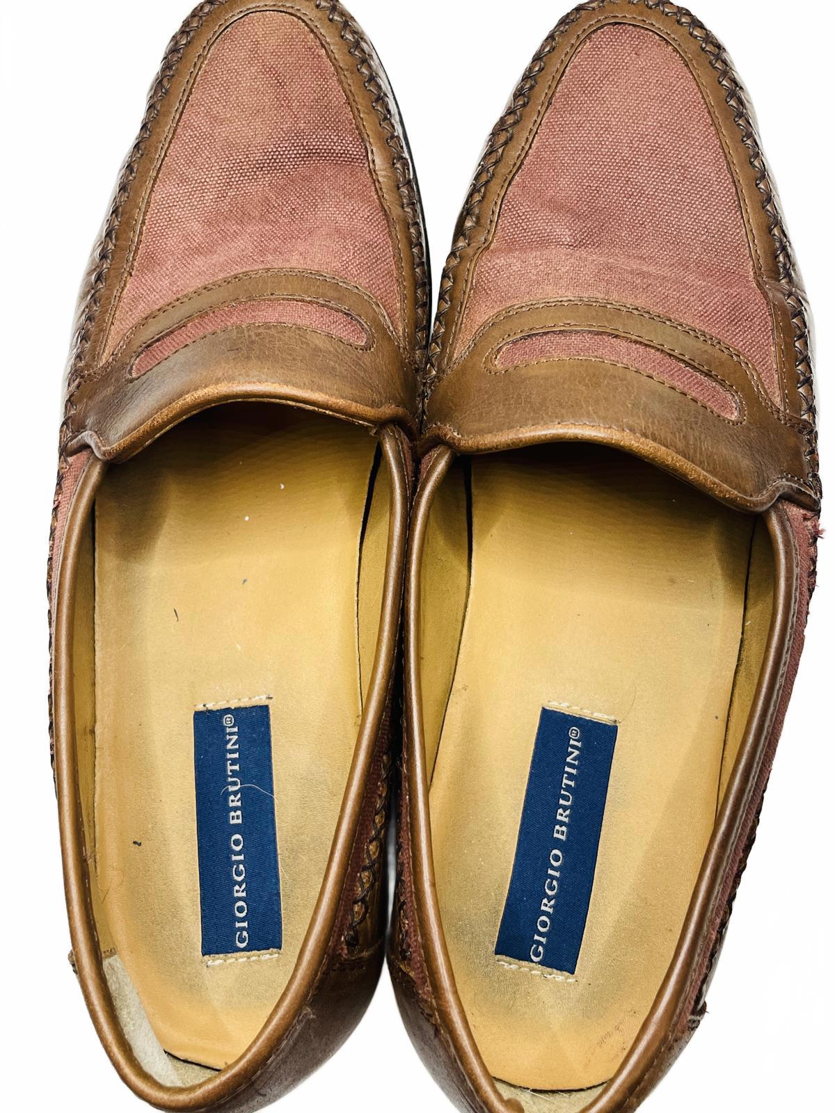 Giorgio Brutini Men's Brown Leather and Fabric Loafers Mens 9