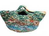Handmade Vintage Crochet Purse Handbag Tote Multi Colored  1970's Maybe
