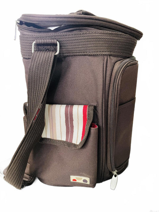 Picnic Time Picnic Time Wine & Cheese Picnic Set Soft Brown Canvas Backpack