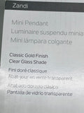 Kichler Zandi Mini Pendant Light with Classic Gold Finish and Clear Glass Shade