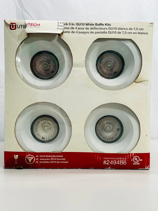 Utilitech 4 Pack 3 in. GU10 White Baffle Kits with GU10 Bulbs Included