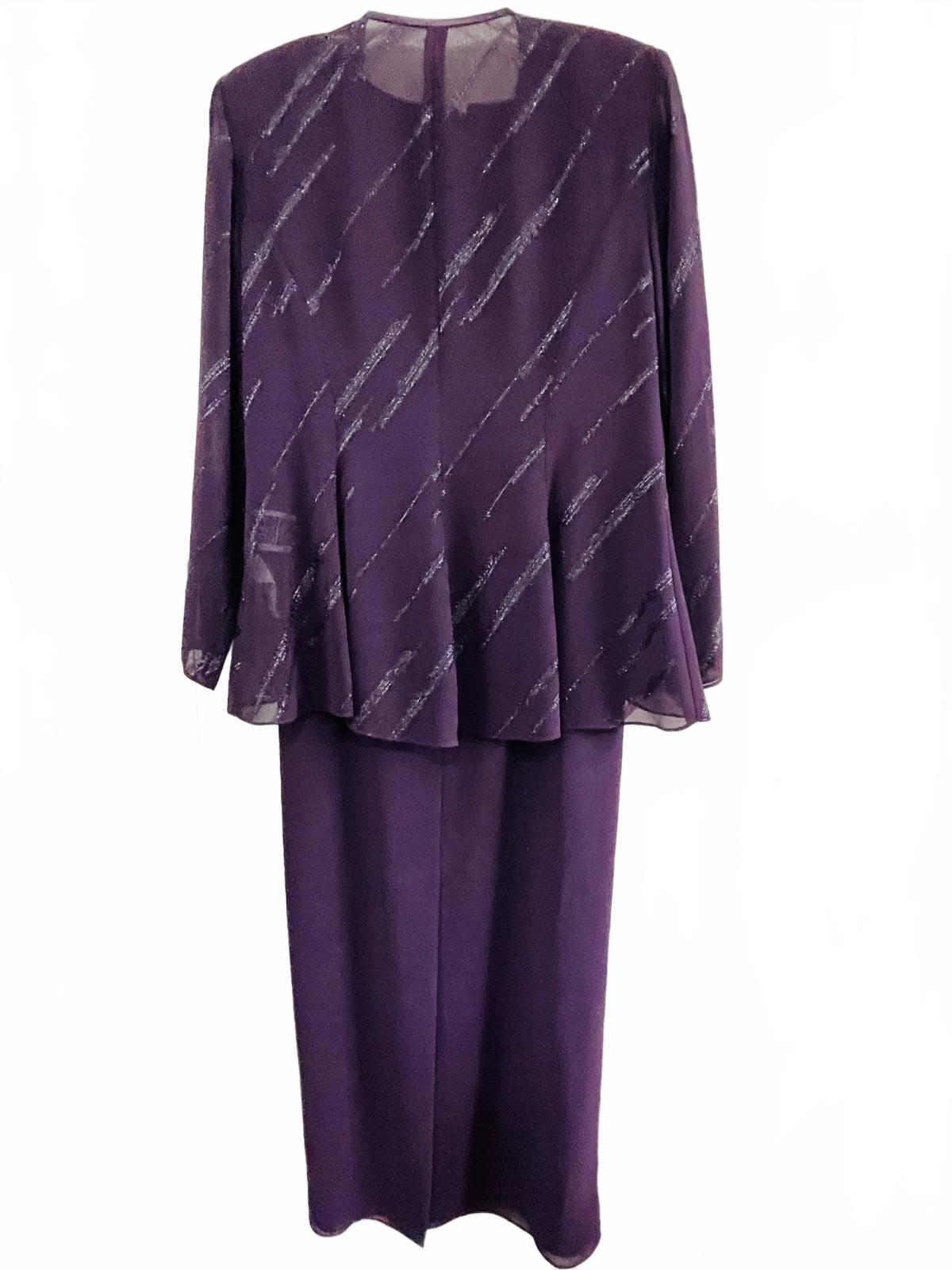 R&M Richards Elegant Purple Plum Evening Dress with Sheer Jacket Ladies 14P