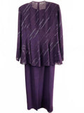 R&M Richards Elegant Purple Plum Evening Dress with Sheer Jacket Ladies 14P