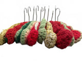 Set of 10 Vintage Crochet Padded Hangers in Red, Green, and Gold