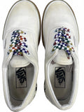 Vans Classic White Canvas Sneakers with Checkerboard Detail WMS 6