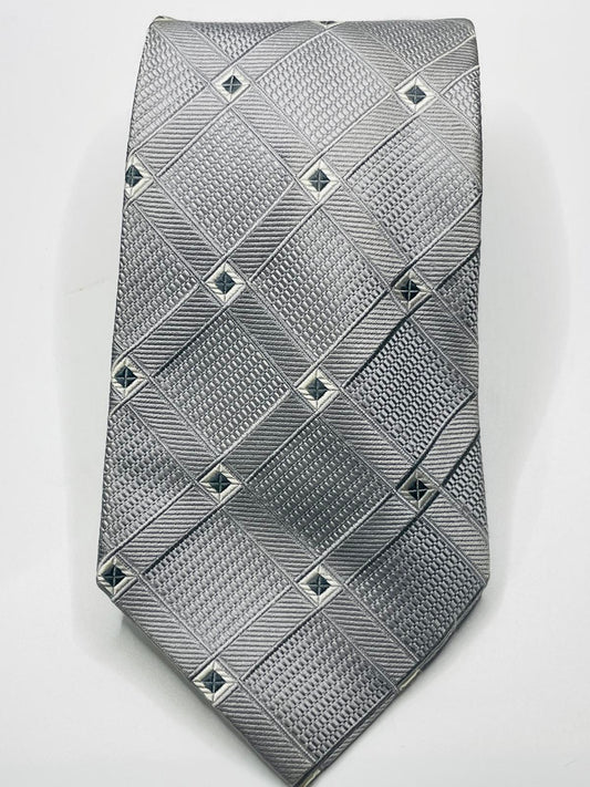 Vintage Retro Meeting Street Handmade Silver Geometric Pattern Neck Tie