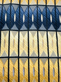 Vintage Geometric Pattern Silk Neck Tie in Blue, Gold, and Cream
