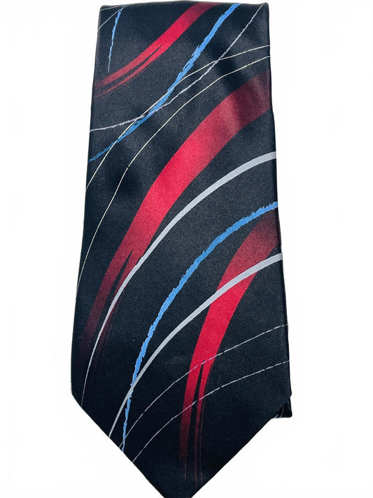 Vintage J. Garcia Pyramid Collectors Neck Tie Black and Res Swishes
