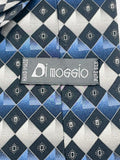 Vintage Retro DiMaggio Handmade Pure Silk Men's Neck Tie w/ Blue Gray Geometric