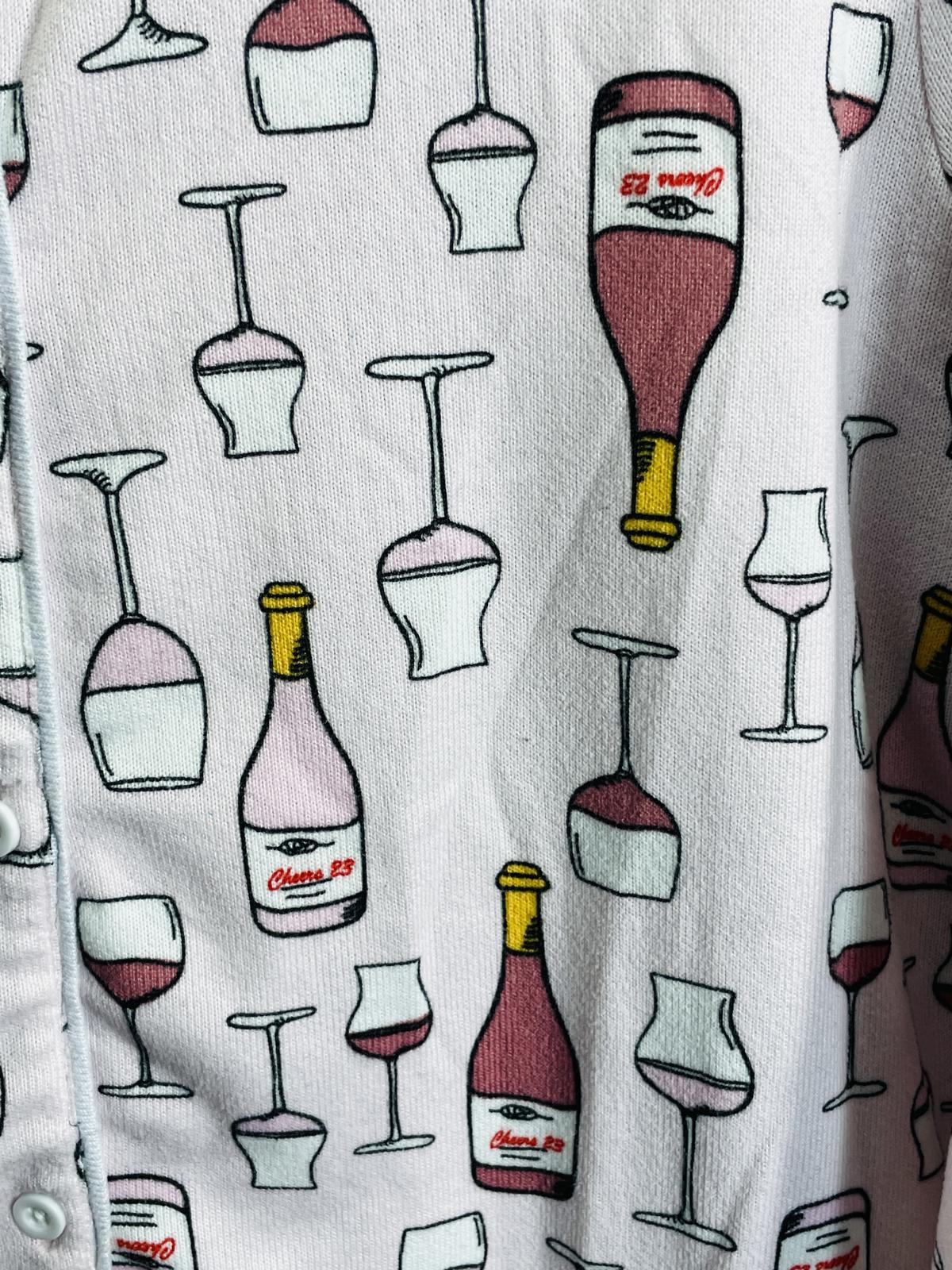 Olivia Sky Large Wine Bottle and Glass Print Pajama Set Ladies L