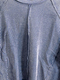 Discreet New York Blue and gray striped ribbed distressed cropped top Ladies L