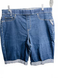 Kim Rogers Women's Dark Denim Shorts Elastic Waist Ladies 16