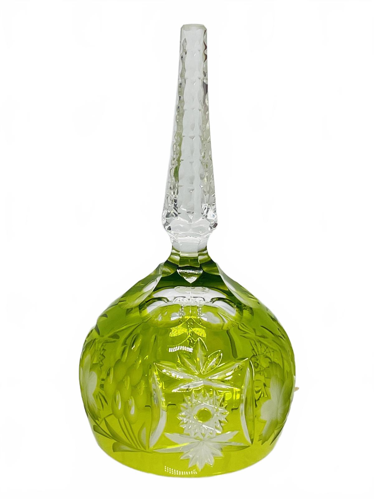 Vintage Bleikristall Crystal Bell Bright or Lime Green Made in Germany