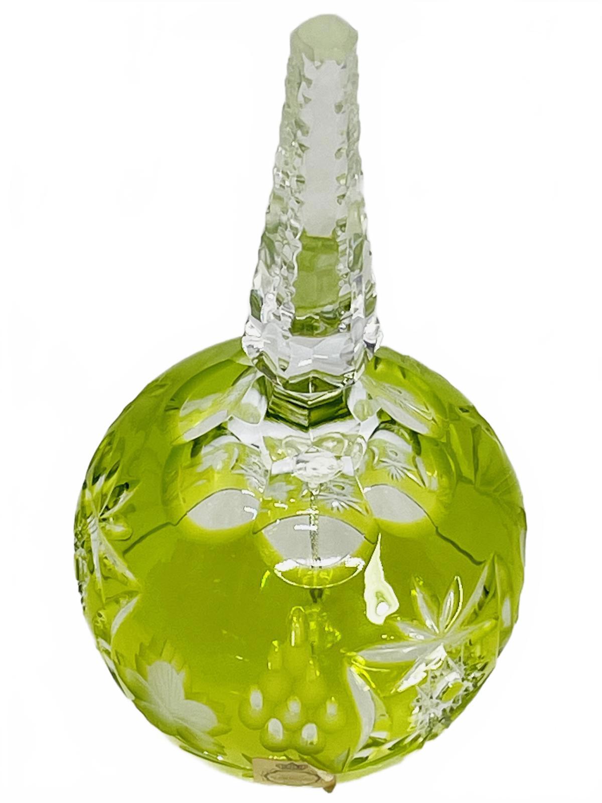 Vintage Bleikristall Crystal Bell Bright or Lime Green Made in Germany