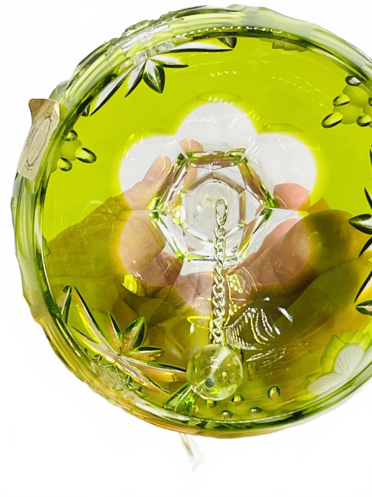 Vintage Bleikristall Crystal Bell Bright or Lime Green Made in Germany