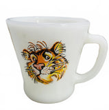 Anchor Hocking Vintage Fire King Milk Glass Mugs, Happy Tiger 4" - Set of 3