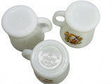 Anchor Hocking Vintage Fire King Milk Glass Mugs, Happy Tiger 4" - Set of 3