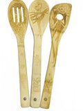 Set of 3 Bamboo Cooking Spoons with Engraved Jack Skellington Designs NEW