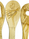 Set of 3 Bamboo Cooking Spoons with Engraved Jack Skellington Designs NEW