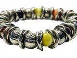 Silver Tone Multicolor Beaded Stretch Bracelet