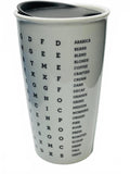 Starbucks 2016 Ceramic Travel Mug Word Search 12 oz with Lid
