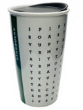 Starbucks 2016 Ceramic Travel Mug Word Search 12 oz with Lid